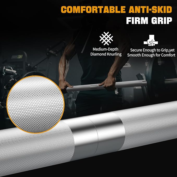 DASKING Barbell Bar - Upgraded Multifunction 4ft Weight 1.1 Inch 2 Spring