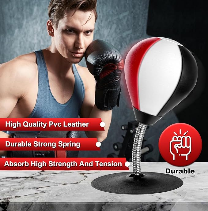 Desktop Punching Bag, Super Strong Suction Boxing Bag Speed Balls, Stress Buster with Suction Cup for Office Table and Counters, Fun Gift for Boss or Coworker
