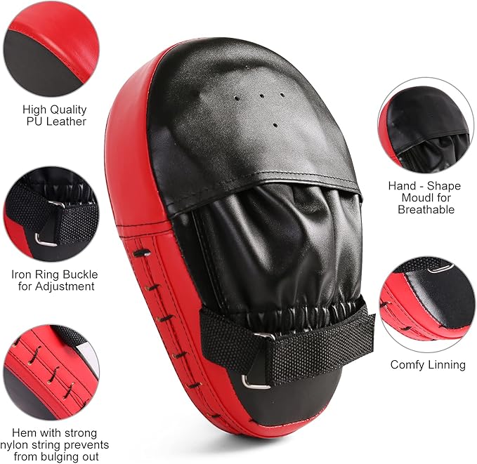 Odoland Punching Mitts Kick Pack Set, Boxing Mitts Focus Pads, Taewondo Kick Pad, Great for Boxing, Kickboxing, Karate, Muay Thai, MMA Training