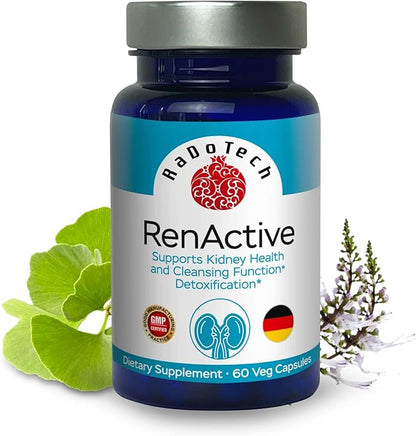 RenActive Kidney Detox Cleanse, Kidney Health Supplement for All-Natural Kidney Cleanse, Gut Health and Overall Wellness, 60 Veg Capsules, GMP