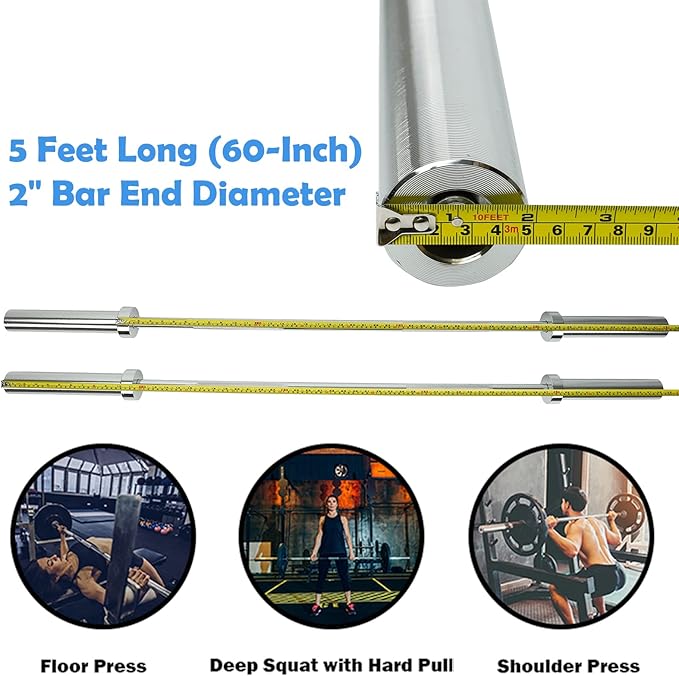 Threaded Chrome Barbell Bar 1-2 Inch Barbell Diameter