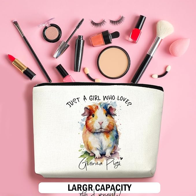 Guinea Pig Gifts for Women Makeup Bag, Guinea Pig Stuff Cosmetic Bag Travel Organizer Bags, Makeup Pouch, Christmas Birthday Animal Lovers Gifts for Women Girls Friends Daughter