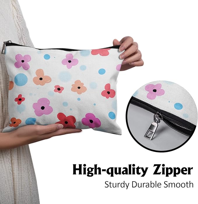 Cafl Colorful Fresh Flowers Makeup Bag Cute Cosmetic Bag for Women,Large Makeup Bags Travel Toiletry Accessories Organizer