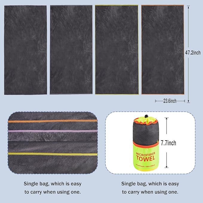 Dofilachy 4 Pack Camping Towel - Quick Dry (4, Yellow)