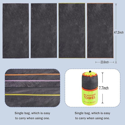 Dofilachy 4 Pack Camping Towel - Quick Dry (4, Yellow)