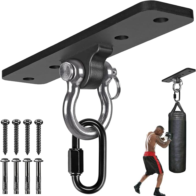 Kipika Heavy Bag Hanger - Heavy Duty Punching Bag Mount Steel Hanger Bracket, Ceiling Wall Mount Wood Beam Hook Holder for Boxing, Kickboxing, and Home Gym Fitness Equipment