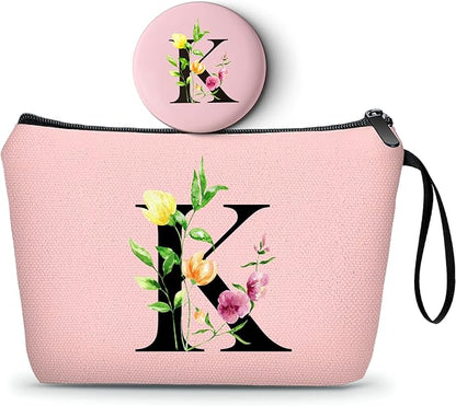 SEAMOON Birthday Thank You Appreciation Monogrammed Gifts for Mom Aunt Teacher Sister Friend Coworkers Bride Bridesmaid Makeup Cosmetic Bag with Mirror Mothers Day Christmas Graduation K