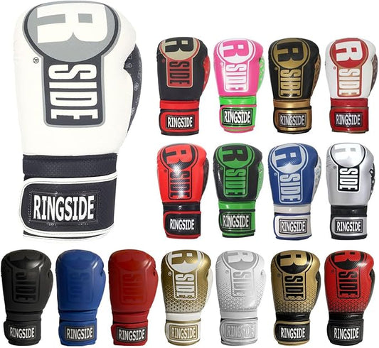 Ringside Apex Flash Sparring Gloves, IMF-Tech Boxing Gloves with Secure Wrist Support, Synthetic Boxing Gloves for Men and Women, White and Black, 14 Oz