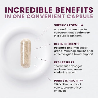 Pure Therapro Rx Elite IgG Immunoglobulin Supplement | 1100+ mg IgG, IGA & IgM Serum Derived Immunoglobulins (SBI) | Colostrum Supplement Alternative | Gluten, Dairy & GMO Free (120 Capsules)