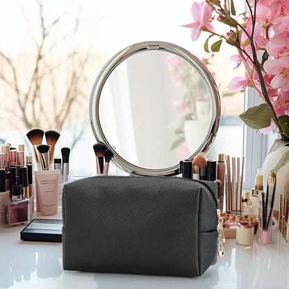 HAOGUAGUA Makeup Bag Pouch Purse Organizer Waterproof Travel Cosmetic Organizer for Women Girl Medium Size (Black)