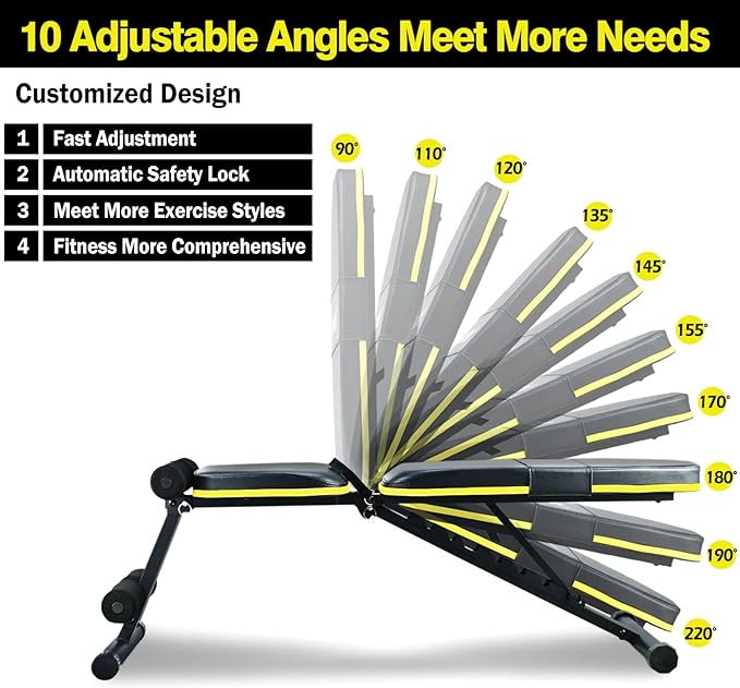 Teclor Adjustable Weight Bench 10 Backrest 700LBs