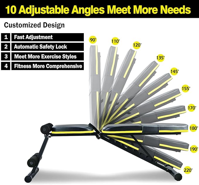 Teclor Adjustable Weight Bench 10 Backrest 700LBs