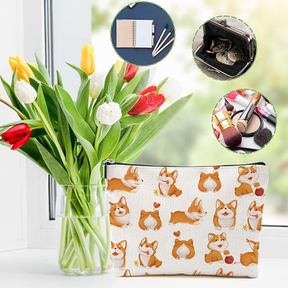 Corgi Gifts for Corgi Lovers Makeup Bag Corgi Stuff Cosmetic Bag Dog Lover Gift for Women Girls Friend Niece Daughter Travel Organizer Zipper Pouch Graduation Birthday Friendship Gifts