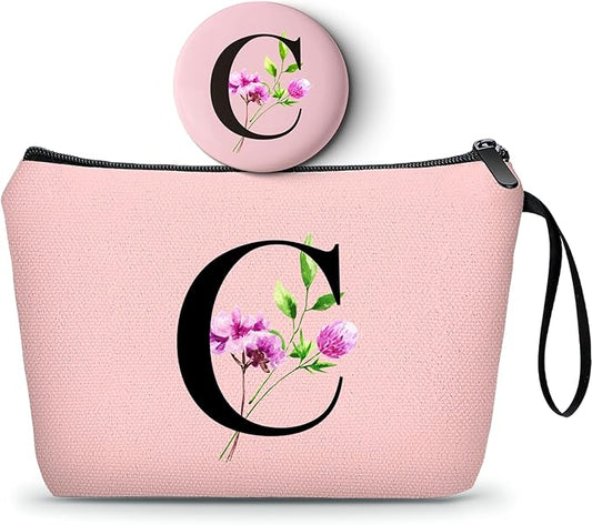 SEAMOON Birthday Thank You Appreciation Monogrammed Gifts for Mom Aunt Teacher Sister Friend Coworkers Bride Bridesmaid Makeup Cosmetic Bag with Mirror Mothers Day Christmas Graduation C