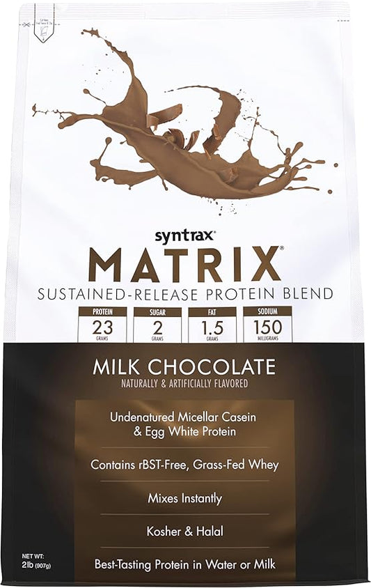 Syntrax Nutrition Matrix Protein Powder, Sustained-Release Protein Blend, Milk Chocolate, 2 lbs