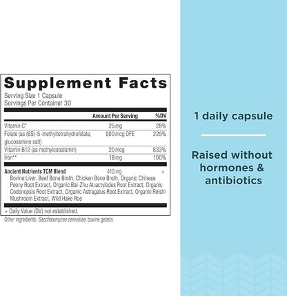 Iron Supplement by Ancient Nutrition, 18mg per Serving, Supports Response to Fatigue and Stress, Adaptogenic Herbs, Enzyme Activated, Paleo & Keto Friendly, 30 Capsules