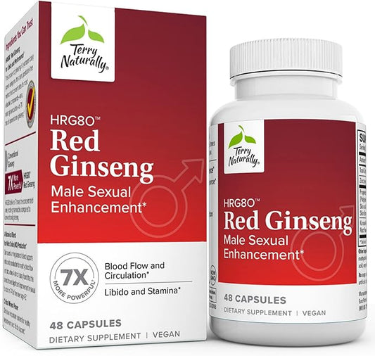 Terry Naturally Male Sexual Health - Dietary Supplement to Support Healthy Blood Flow & Circulation - Herbal Supplement with Korean Red Ginseng - Supplement for Men to Aid Healthy Energy - 48 Capsules