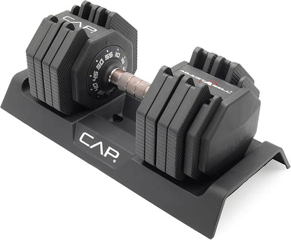 CAP Barbell ADJUSTABELL Adjustable 55 lb Hex Dumbbell Weights - Singles & Pairs | Multiple Handle Options