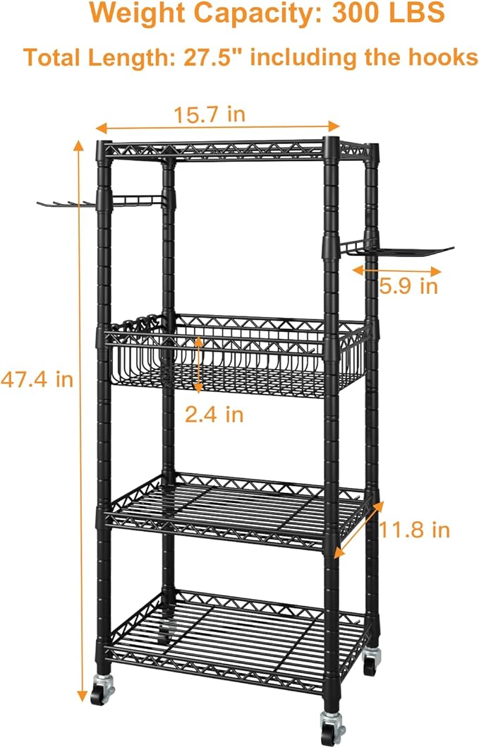 Home Gym Storage, 3 Tiers Workout Equipment Organizer with Wheels for Yoga Mats, Foam Roller, Dumbbells, Kettlebells, and Resistance Bands