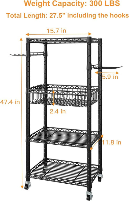 Home Gym Storage, 3 Tiers Workout Equipment Organizer with Wheels for Yoga Mats, Foam Roller, Dumbbells, Kettlebells, and Resistance Bands