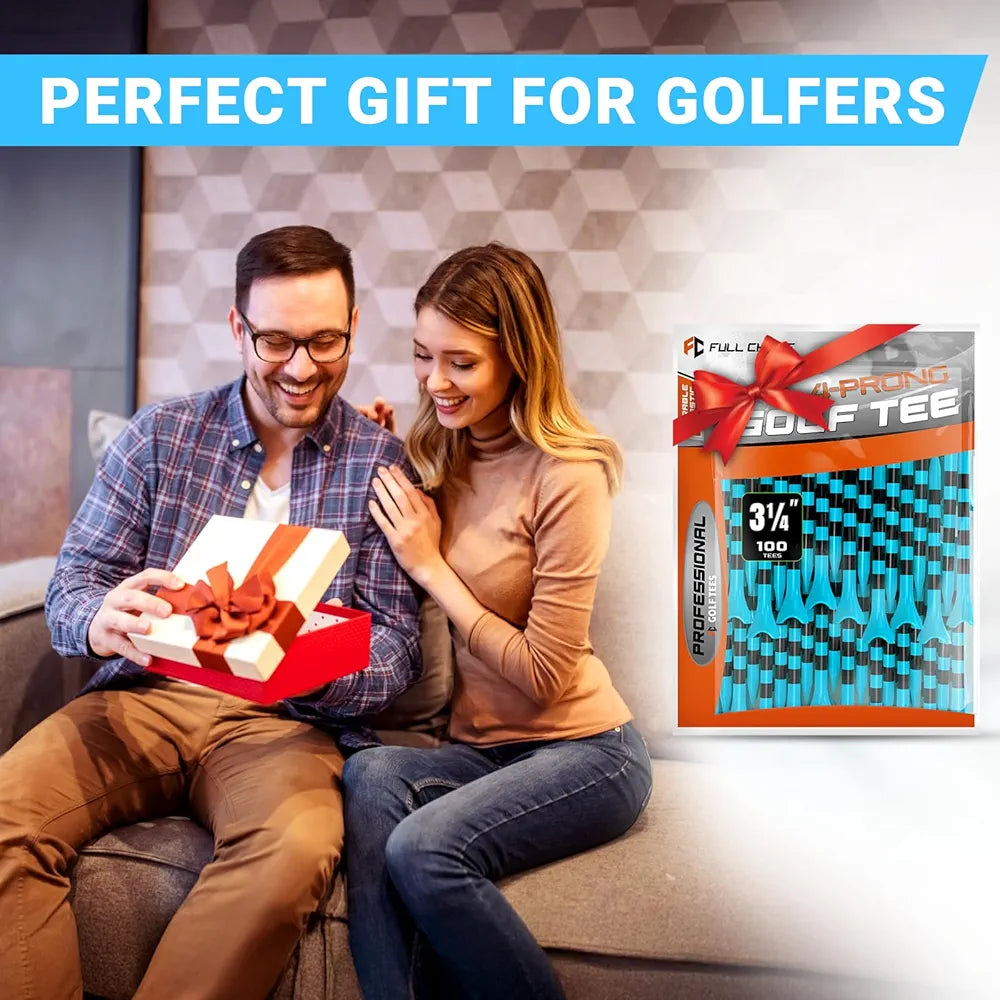 Professional Plastic Golf Tees 100 or 50 Pack , Enhanced Durability & Stability, Engineered to Minimize Friction and Side Spin