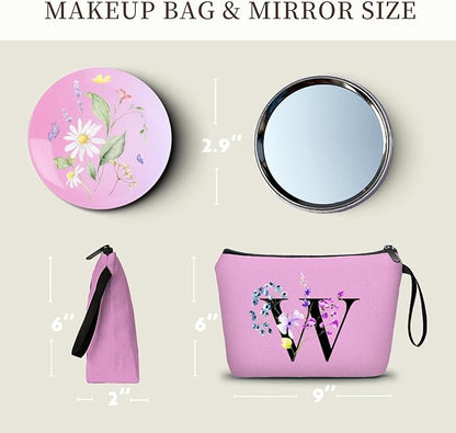 SEAMOON Birthday Inspirational Bridesmaid Proposal Team Small Gifts for Women Mom Aunt Teacher Sister Coworkers Makeup Cosmetic Bag Travel with Mirror Mothers Day Christmas Graduation W