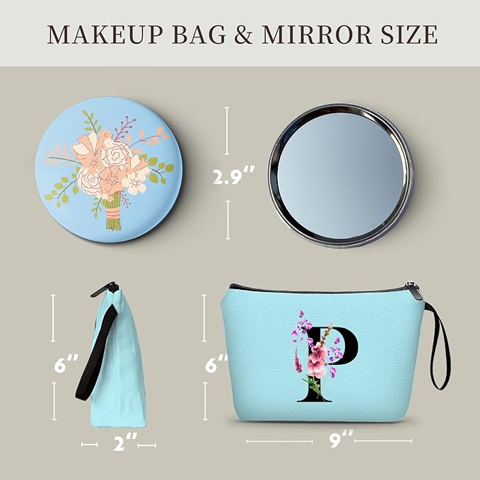 SEAMOON Birthday Inspirational Bridesmaid Proposal Team Small Gifts for Women Mom Aunt Teacher Sister Coworkers Makeup Cosmetic Bag Travel with Mirror Mothers Day Christmas Graduation P
