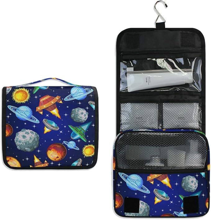 senya Hanging Travel Toiletry Bag Kit Boys Makeup Case Cosmetics Organizer for Men Women (Universe Galaxy Planet Nebula)