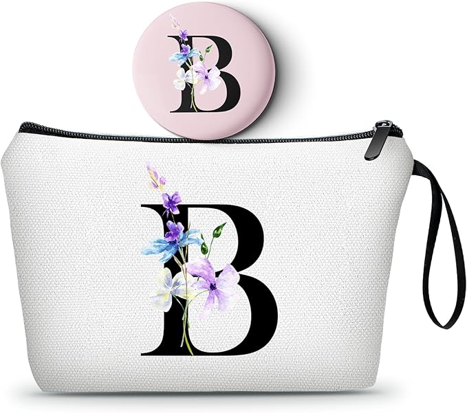 SEAMOON Women Birthday Unique Maid of Honor Friendship Gifts for Women Sister Bridesmaid Bride Personalized Travel Makeup Cosmetic Bag with Mirror Valentines Mothers Day Christmas Graduation B