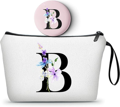 SEAMOON Women Birthday Unique Maid of Honor Friendship Gifts for Women Sister Bridesmaid Bride Personalized Travel Makeup Cosmetic Bag with Mirror Valentines Mothers Day Christmas Graduation B