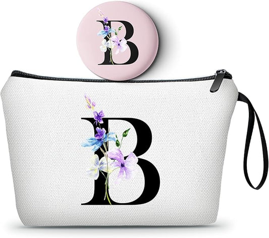SEAMOON Women Birthday Unique Maid of Honor Friendship Gifts for Women Sister Bridesmaid Bride Personalized Travel Makeup Cosmetic Bag with Mirror Valentines Mothers Day Christmas Graduation B