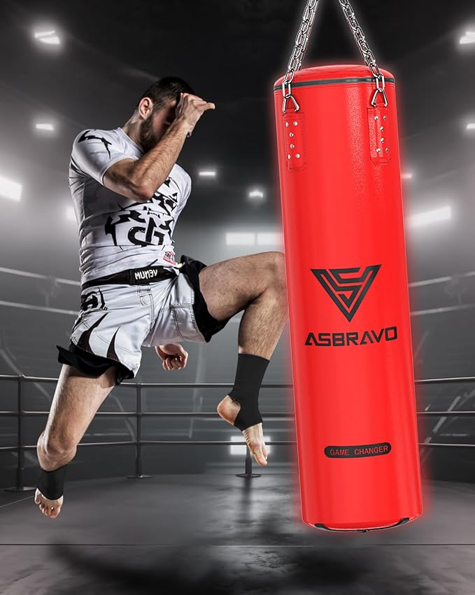 Punching Bag for Adults, 4ft PU Heavy Boxing Bag Set 12OZ Gloves for MMA Muay Thai Kickboxing Training Home Gym, Martial Art (Unfilled)