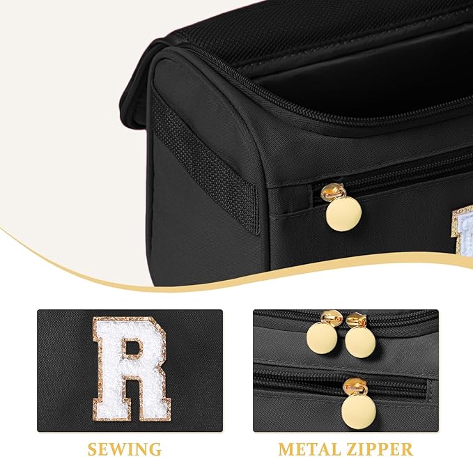 COSHAYSOO Thoughtful New Mom Gifts for Women First Time Mothers Day Present Self Care Spa Gifts Travel Toiletry Weekender Bag, Initial Traveling Toiletries Skin Care Items Organizer Black Letter R