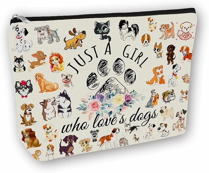 Dog Makeup Bag Gift: Perfect Cosmetic Bag Just A Girl Who Love Dog For Daughters, Sisters, Friends,Teen Girls & Women.Ideal Gift For Travel, Birthdays, & Christmas.