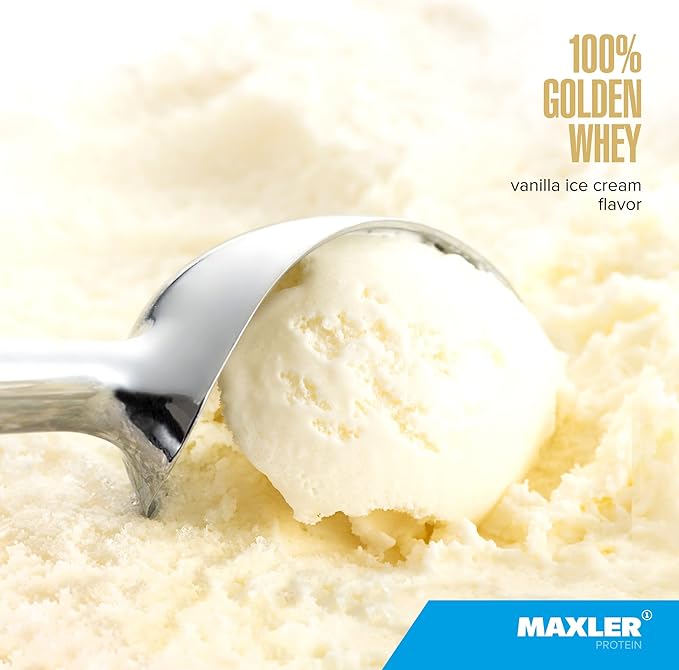 Maxler 100% Golden Whey Protein - 24g of Premium Whey Protein Powder per Serving - Pre, Post & Intra Workout - Fast-Absorbing Whey Hydrolysate, Isolate & Concentrate Blend - Vanilla Ice Cream 5 lbs