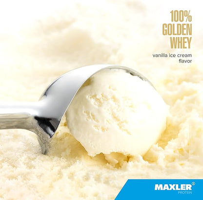 Maxler 100% Golden Whey Protein - 24g of Premium Whey Protein Powder per Serving - Pre, Post & Intra Workout - Fast-Absorbing Whey Hydrolysate, Isolate & Concentrate Blend - Vanilla Ice Cream 5 lbs