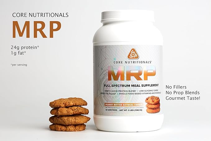 Core Nutritionals Platinum MRP Full Spectrum Meal Replacement, Sustained Release for All Day Amino Acid Support, 27G Protein, 20 Servings (Peanut Butter Oatmeal Cookie)