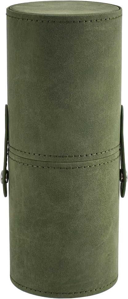 Portable Makeup Brush Holder, Waterproof PU Leather Travel Makeup Brush Case Bag Cup, Brush Storage Dustproof Bag (05Dark Green)