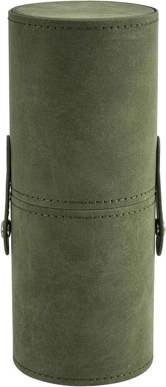 Portable Makeup Brush Holder, Waterproof PU Leather Travel Makeup Brush Case Bag Cup, Brush Storage Dustproof Bag (05Dark Green)