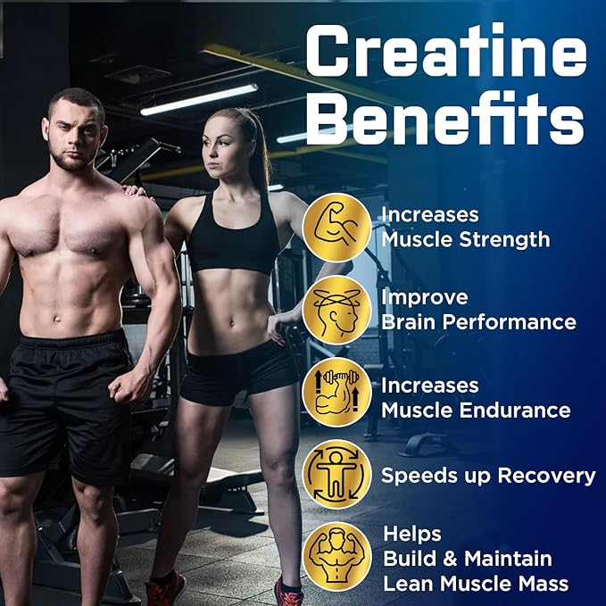 Creatine Monohydrate Gummies for Men & Women, Creatine Pre Workout Gummies with Taurine&B6, Chewable Creatine Monohydrate Gummies 5g, Increase Strength, Energy, Endurance, Muscle, Vegan, Organic