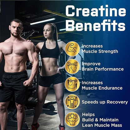 Creatine Monohydrate Gummies for Men & Women, Creatine Pre Workout Gummies with Taurine&B6, Chewable Creatine Monohydrate Gummies 5g, Increase Strength, Energy, Endurance, Muscle, Vegan, Organic