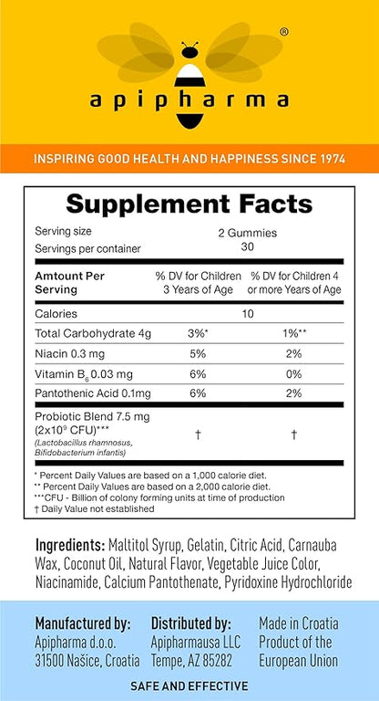 Children's Probiotic Gummies - Immunity & Digestive Support, Daily Kids Probiotic Supplement - Great Tasting with Natural Ingredients, No Sugar or Artificial Sweeteners (60 Gummies)