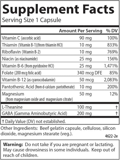 Carlson - Totally Zen, GABA, L-Theanine & B Vitamins, Healthy Mood, Promotes Calmness & Mental Clarity, 120 Capsules