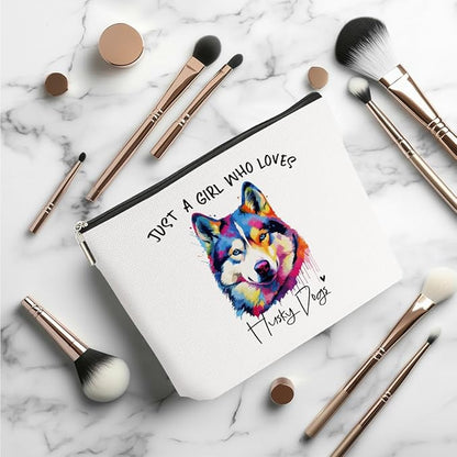 Husky Gifts Makeup Bag Husky Lovers Cosmetic Bag Travel Organizer Bags Makeup Pouch, Christmas Birthday Friendship Animal Lovers Gifts for Women Girls Sisters