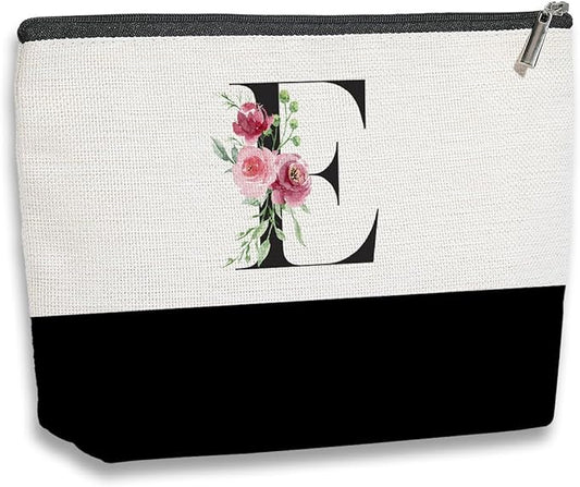 Initial Makeup Bag, Personalized Gifts for Women, Personalized Makeup Bag, Bridesmaid Gifts, Cosmetic bags for Women (Letter E)