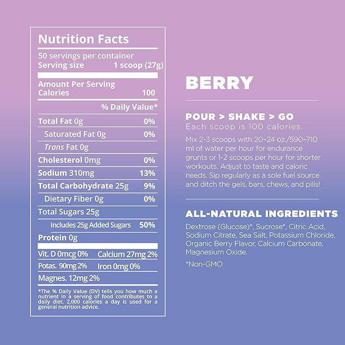 Tailwind Nutrition Endurance Fuel, Electrolyte & Hydration Sports Drink Mix Powder, Gluten-Free, Vegan, Berry, 50 Servings