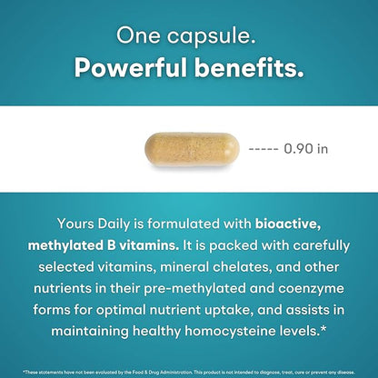 Methylated Multivitamin - Yours Daily Iron-Free Multi for Men and Women - MTHFR Supplement with Methyl B12, Methylfolate (5-MTHF), CoQ10 for Energy, Heart and Mood Support - 60 Capsules