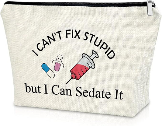 Sazuwu Funny Nurse Gifts Makeup Bag Nurse Appreciation Graduation Gift Ideas for Rn, Np Co-Workers Nurse Practitioner Christmas Birthday Present