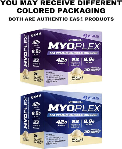 Original Myoplex Maximum Muscle Builder | Meal Replacement Protein Drink Mix | Quality Protein Blend | 42g Protein | 20 Individual Packets (Double Rich Chocolate)