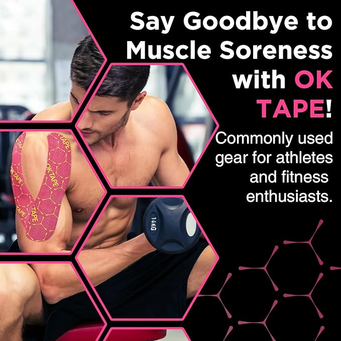 OK TAPE Synthetic Kinesiology Tape Precut Strips, Waterproof Kinesiology Athletic Tape for Muscle Support and Recovery, Reduce Muscle Discomfort K Tape, 2in×16.4ft Roll 20PCS | Beige